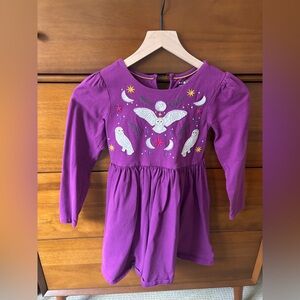 Mini Boden Purple Dress with Colorful Embroidery Girl 8-9Y